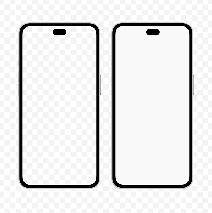 Frontal iphone 14 mockup template with empty screen. Minimal iphone vector mock up without a notch around the front camera