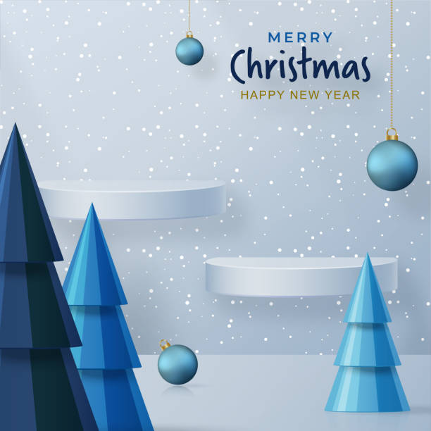 istock 3d Podium round stage style, for Merry Christmas and happy new year and festivals or greeting festival 1409071217