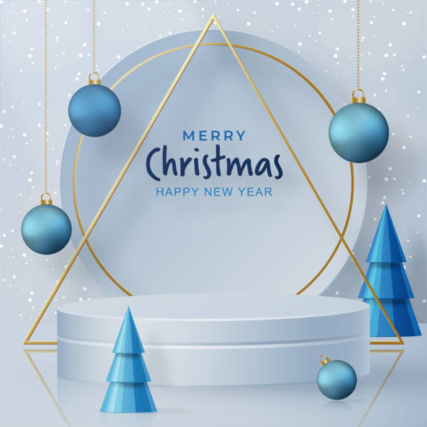 istock 3d Podium round stage style, for Merry Christmas and happy new year 1409071222
