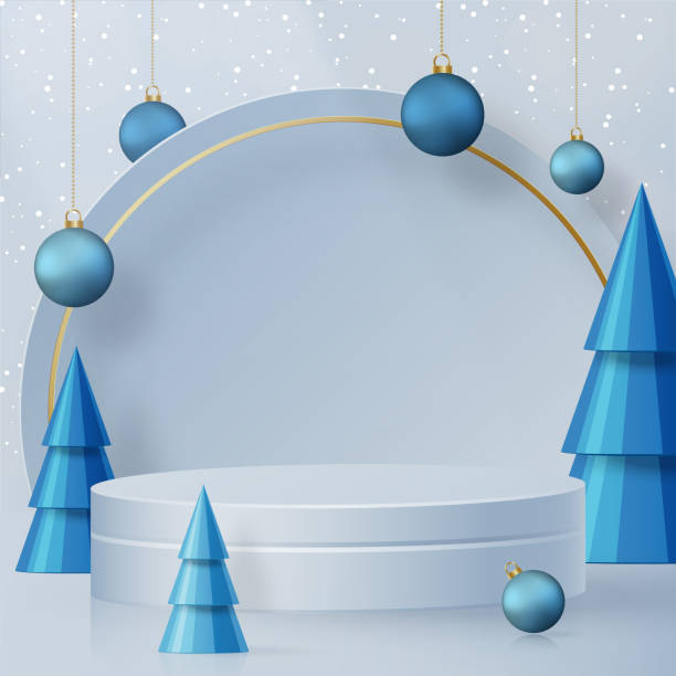 istock 3d Podium round stage style, for Merry Christmas and happy new year 1409071297