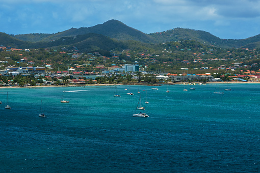 A scenic view of Rodney Bay in Saint Lucia.