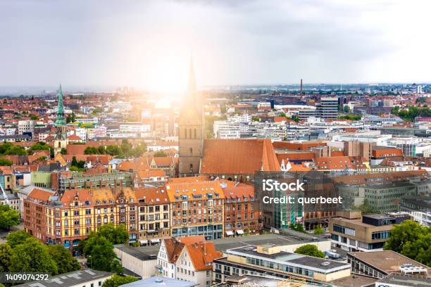 Hanover City Skyline With Old Town Stock Photo - Download Image Now - Hanover - Germany, Aerial View, Architecture