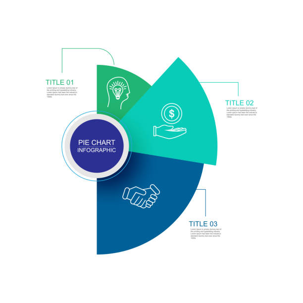 원형 차트 인포그래픽 - infographic diagram three dimensional shape data stock illustrations