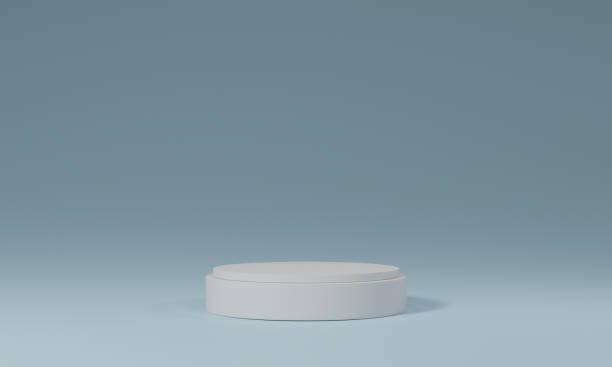 istock Abstract white round corner pedestal podium, Product display podium in room, 3d rendering studio with geometric shapes, Cosmetic product minimal scene with platform, Stand to show products background 1409080472