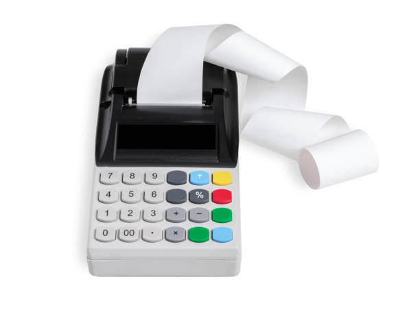 istock Cash register with check tape isolated on white background. 1409080623
