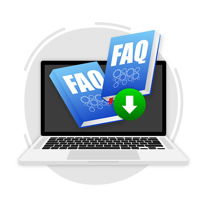 Faq book download, support, help concept. Support, customer service help communication