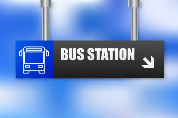 Vector illustration of Bus stop sign. Simple transportation sign. Tourist bus. Vector illustration.