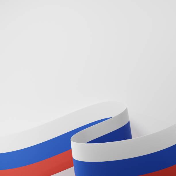 Russia Waving Flag Ribbon Template Design Illustration