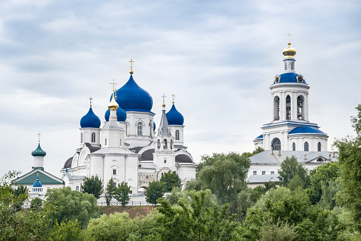 The Dormition Cathedral at the landmark Kiev Pechersk Lavra monastery in Kyiv Ukraine on a sunny day, a UNESCO World Heritage Site.