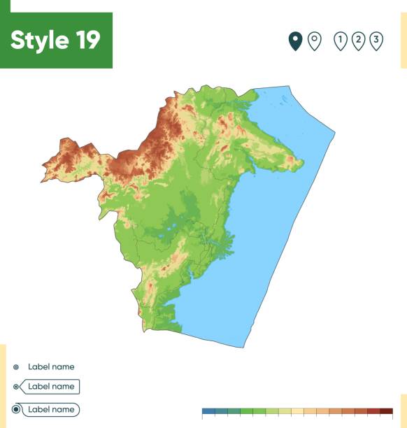 istock East Kalimantan, Indonesia - high detailed physical map. Vector map. Dem map. 1409088163