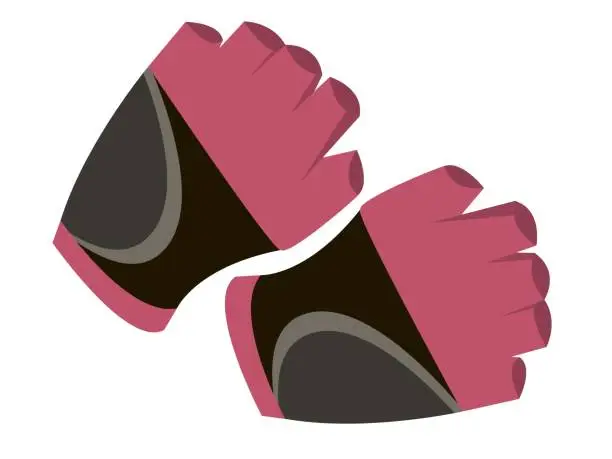 Vector illustration of Pair of pink and black fitness gloves isolated on white background