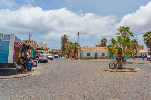 PALMEIRA, CAPE VERDE - JUNE 22.2022: Palmeira town view on Cape Verde Islands Sal with buildings