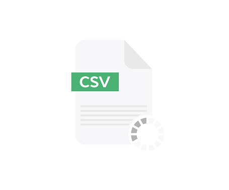 CSV file, Comma-separated values document type. Download file with CSV label vector design and illustration.