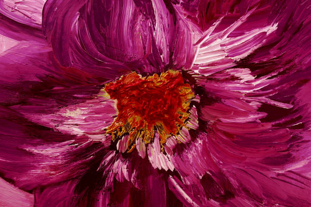花の質感を油絵。花の生えた抽象的な静物画の断片。背景に花柄のイラスト油絵。 - oil painting red dark backgrounds点のイラスト素材／クリップアート素材／マンガ素材／アイコン素材