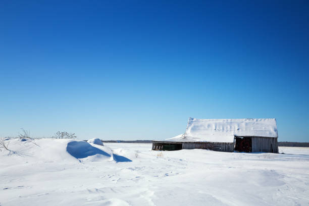 istock Old barn and snow drifts, Canada 1409096262