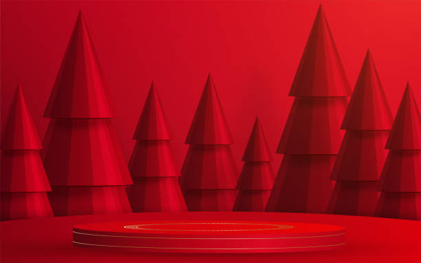 istock 3d Podium round stage style, for Merry Christmas and happy new year 1409107435