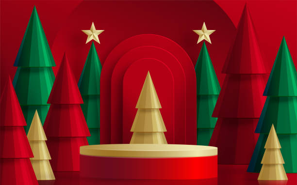 istock 3d Podium round stage style, for Merry Christmas and happy new year 1409107495