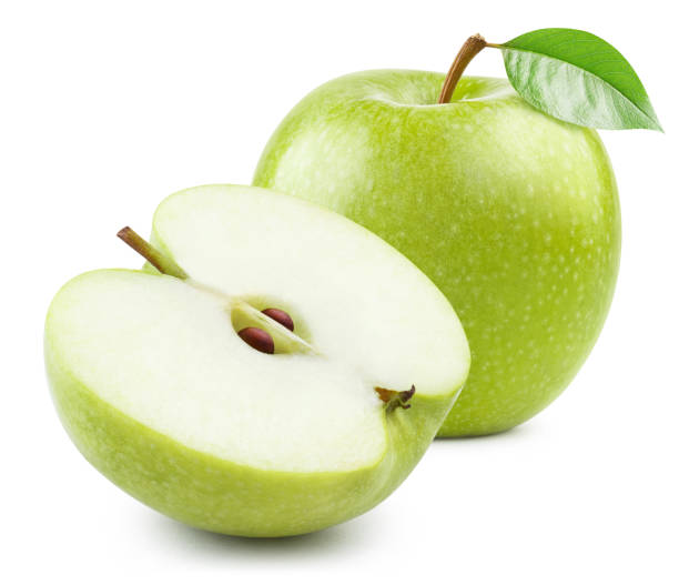 istock Delicious green apples on white 1409113223