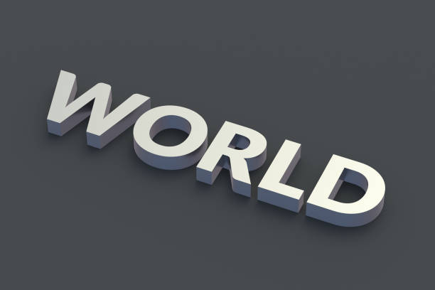 istock Metallic word world of silver color. 3d render 1409114801