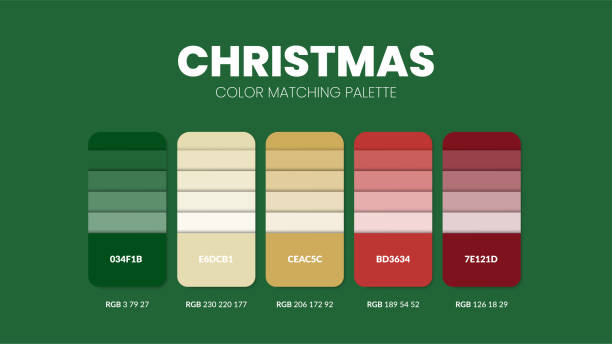 クリスマステーマのカラーパレットまたはカラースキームは、今年のトレンドの組み合わせとパレットガイド、rgbまたはhexのテーブルカラーシェードです。春のファッション、家、またはイ� - christmas theme点のイラスト素材／クリップアート素材／マンガ素材／アイコン素材