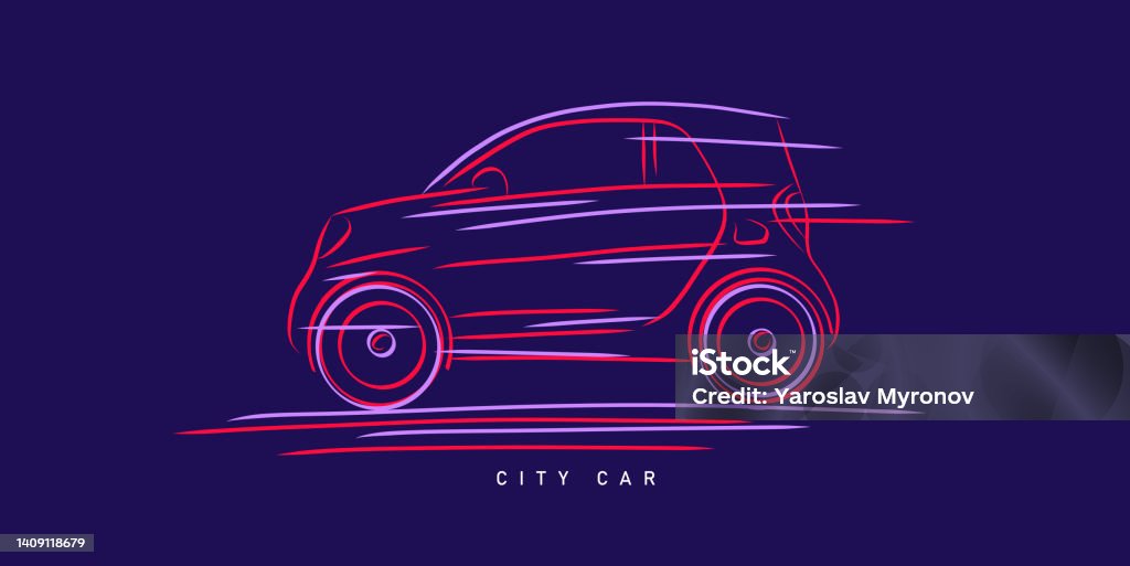 Ilustrasi Dinamis Garis Mobil Kota Yang Ringkas Dari Siluet Kendaraan