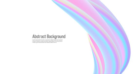 Abstract presentation cover with 3d vertical twist element, soft glossy pastel design on white backdrop with place for copy