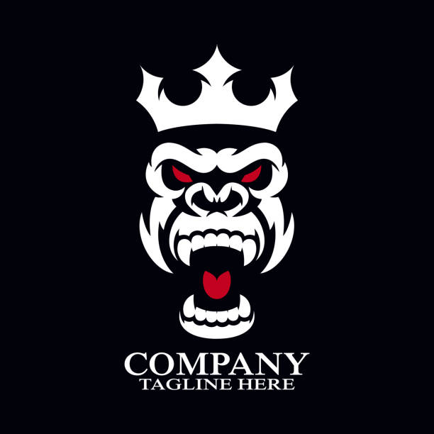 Modern angry gorilla king logo. Vector illustration Modern angry gorilla king logo. Vector illustration angry monkey stock illustrations