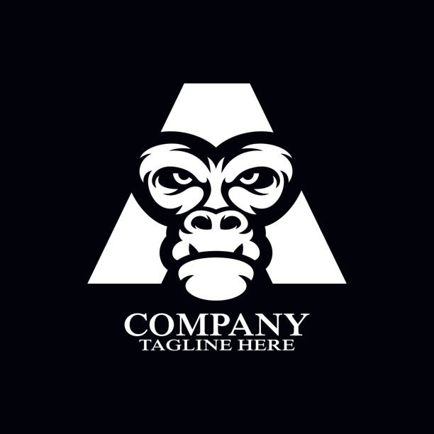 moderner affenbuchstabe a-logo. vektor-illustration - silberrucken gorilla stock-grafiken, -clipart, -cartoons und -symbole