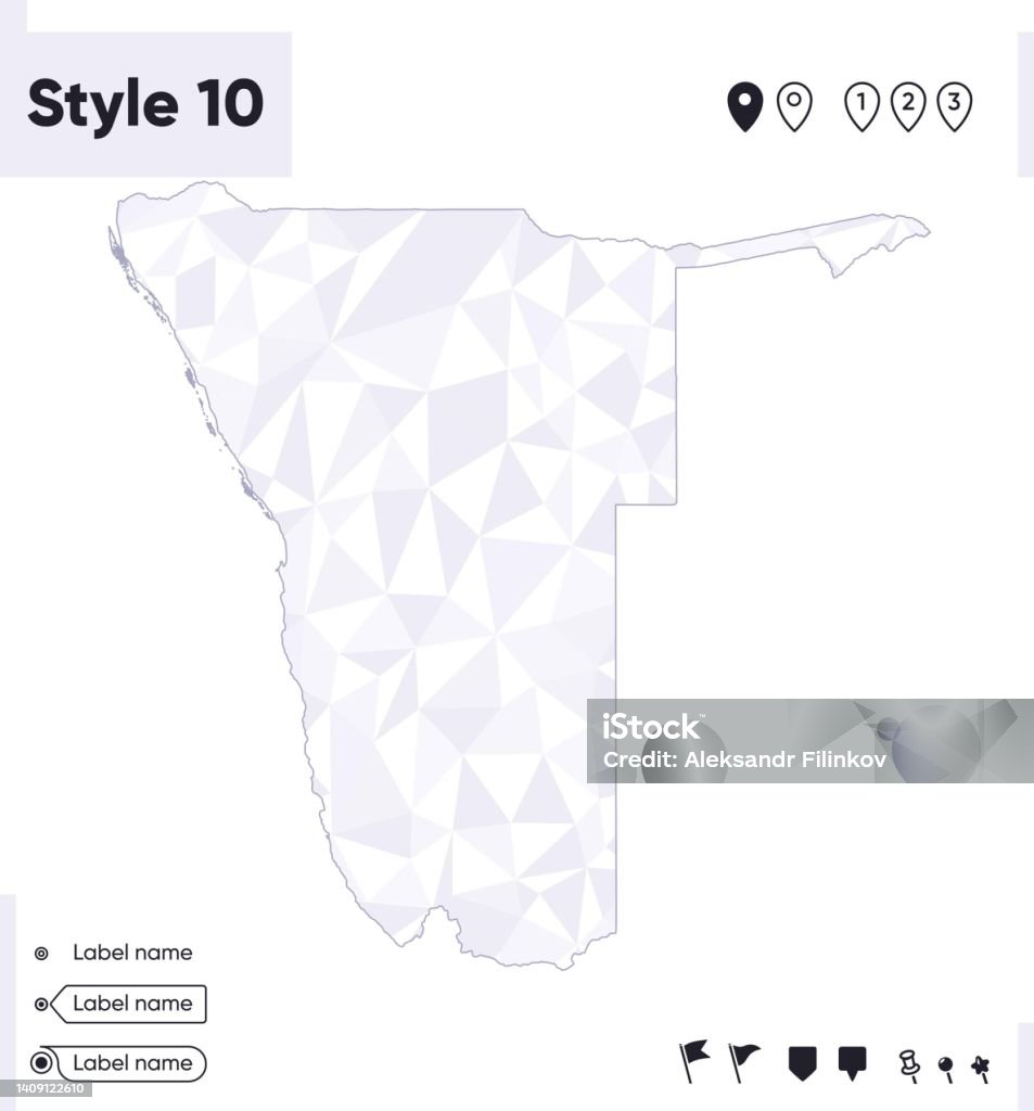 Layout Plan Namibia Namibia White And Gray Low Poly Map Polygonal Map Outline Map Vector ...