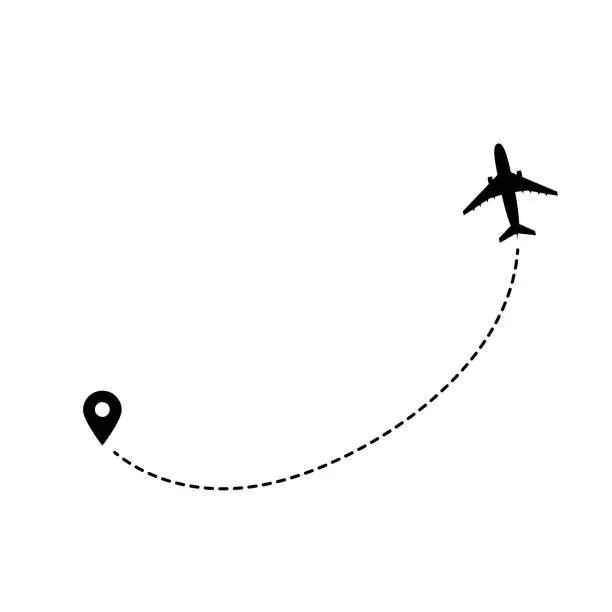Vector illustration of International travel by passenger plane, shipping by plane