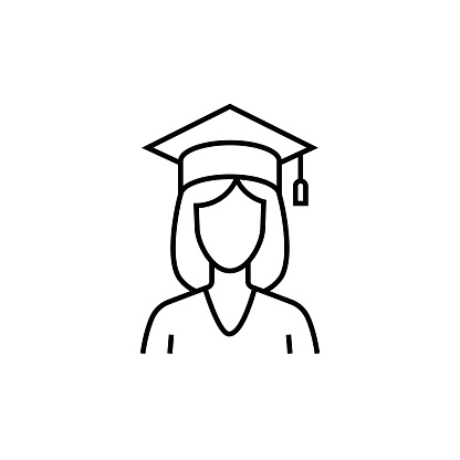 Female Student, Education, School line icon