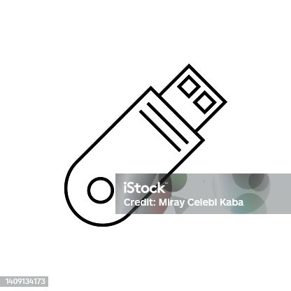 istock Flash Drive, Computer Technology, Storage, line icon 1409134173