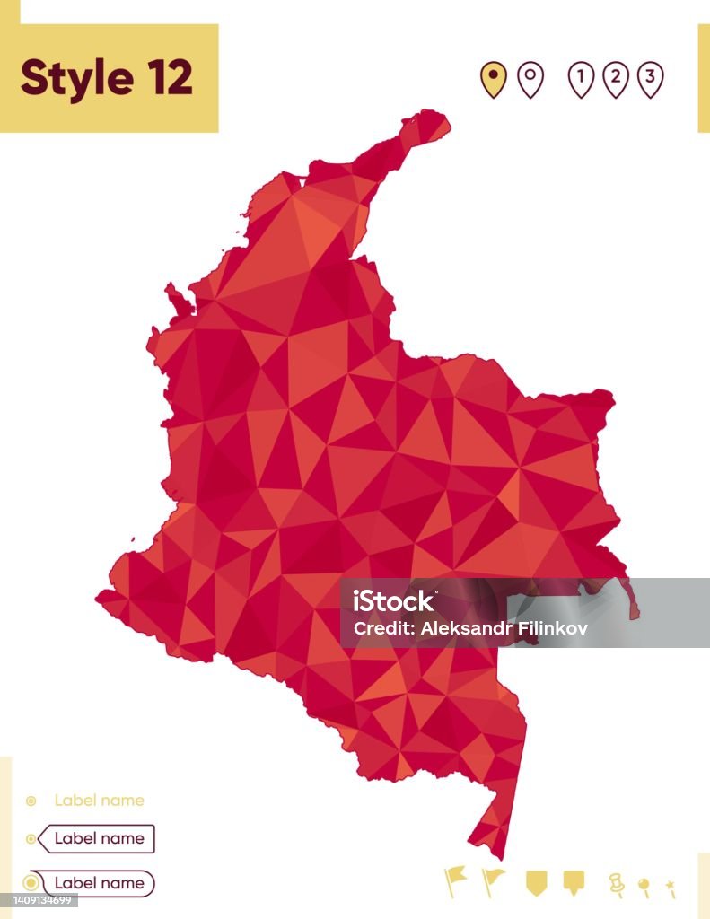 Colômbia - mapa polivermelhão vermelho baixo, mapa poligonal. Mapa de contorno. Ilustração vetorial. - Vetor de Abstrato royalty-free Colômbia - mapa polivermelhão vermelho baixo, mapa poligonal. Mapa de contorno. Ilustração vetorial. - Vetor de Abstrato royalty-free