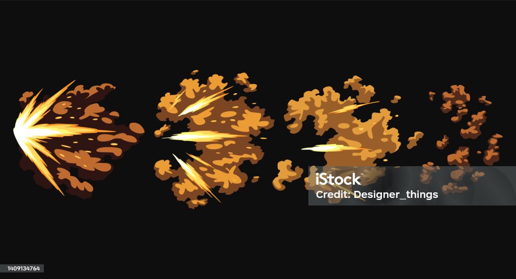 Gun Flashes Or Gunshot Animation Collection Of Fire Explosion Effect During  The Shot With The Gun Cartoon Flash Effect Of Bullet Starts Shotgun Fire  Muzzle Flash And Explode Stock Illustration - Download