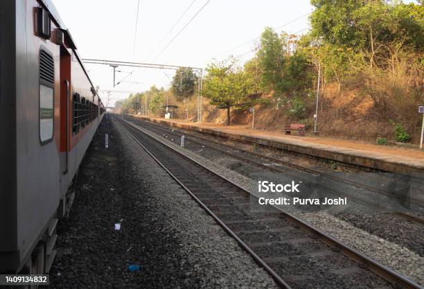 Tutari Express At Rajapur Railway Station Konkan Railway Maharashtra Stock Photo - Download Image Now