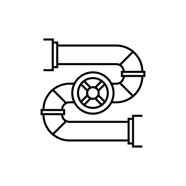 gazociąg, przemysł naftowy, ikona linii - computer icon symbol oil industry power station stock illustrations