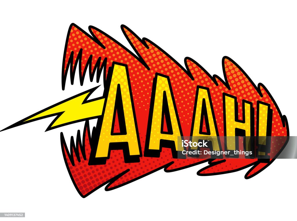 Aaaaah Comic Book Sound Colored Hand Drawn Speech Bubble Aaah Sound Chat Text ...