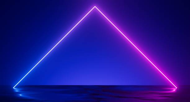 istock Abstract neon background with fluorescent ring, blank frame. Simple geometric shape. Laser line glowing with pink blue light 1409146054