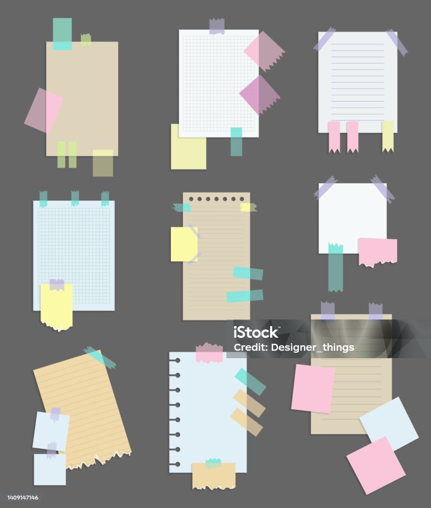 Note $10 Back Sticker Paper Paper Notes Stickers Set Of Different Vector Note Papers Blank Of ...