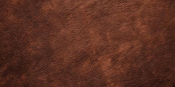 luxury leather texture with genuine pattern, brown skin background - leather material pattern rough imagens e fotografias de stock