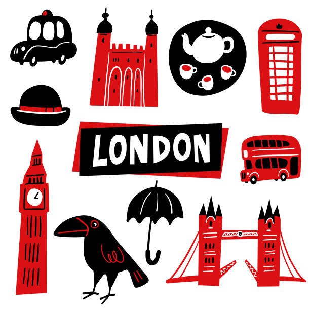 лондон каракули - london england illustrations stock illustrations