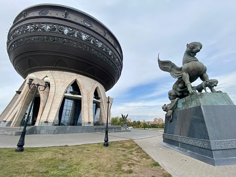 Colonnade at the entrance to the Park of the First President of Kazakhstan in Almaty