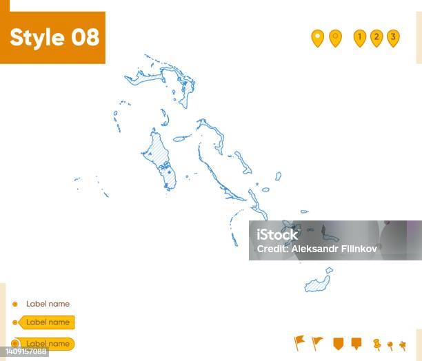 Bahamas Map. Simple One Color Bahamas Grid Map Isolated On White Background Outline Map Simple Line ...