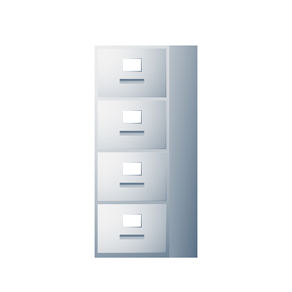 Filing cabinet with four drawer vector. Filing cabinet 3d color style.