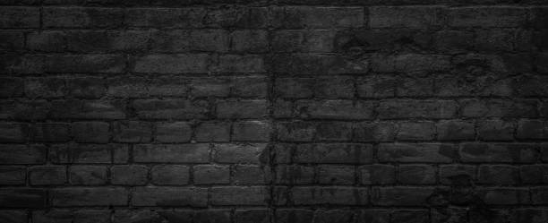 istock An old brick wall painted in black paint texture background 1409161997