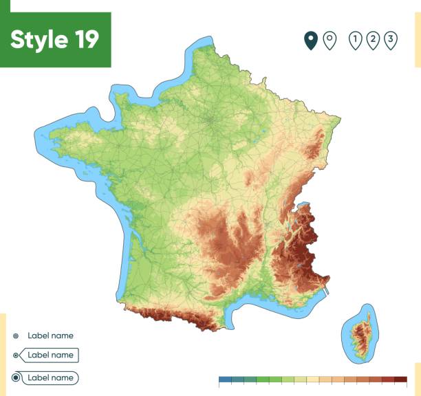 France High Detailed Physical Map Vector Map Dem Map Stock Illustration France High Detailed Physical Map Vector Map Dem Map 