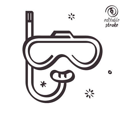 Scuba diving concept can fit various design projects. Modern and playful line vector illustration featuring the object drawn in outline style. It's also easy to change the stroke width and edit the color.