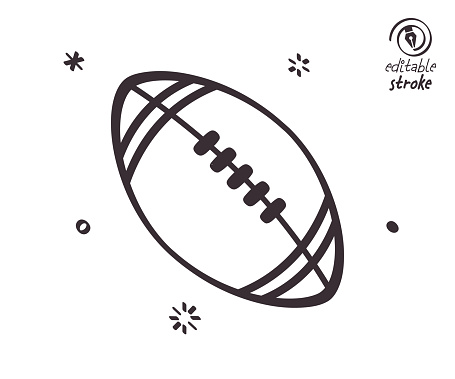 American football concept can fit various design projects. Modern and playful line vector illustration featuring the object drawn in outline style. It's also easy to change the stroke width and edit the color.