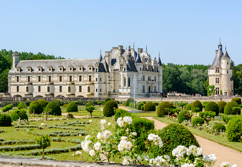Loire, France - May 2019: Chenonceau castle (Chateau de Chenonceau) in Loire valley