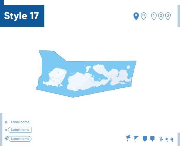 illustrazioni stock, clip art, cartoni animati e icone di tendenza di west nusa tenggara, indonesia - mappa isolata su sfondo bianco con acqua e strade. mappa vettoriale. - tenggara